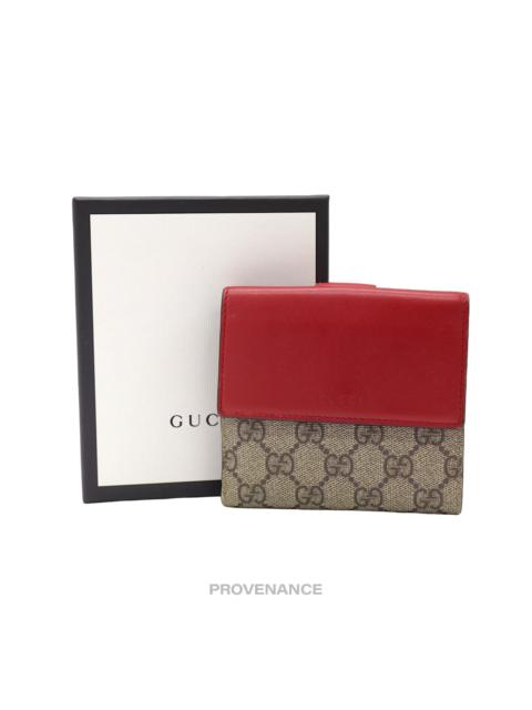 GUCCI Gucci Trifold Snap Wallet - GG Supreme Red/Pink