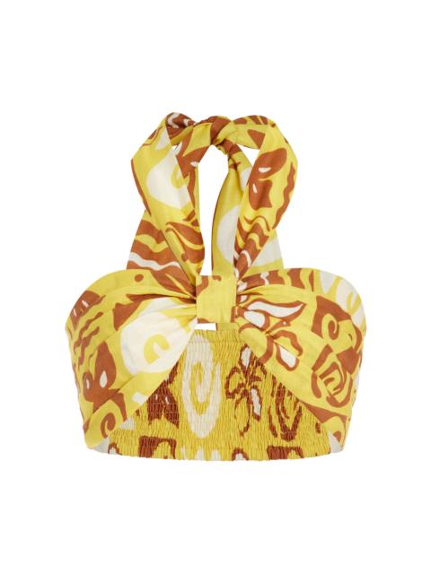 CALA de la CRUZ Exclusive Vita Linen Halter Crop Top yellow