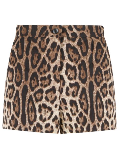 Dolce & Gabbana Dolce & Gabbana Leopard Print Cotton Shorts Brown