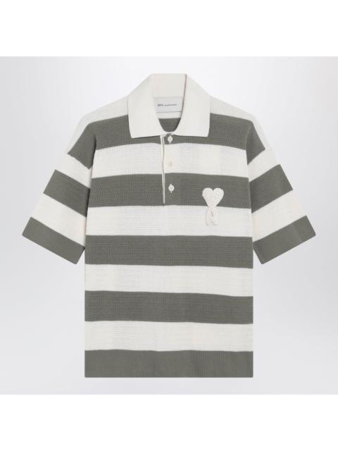 AMI Paris Ami Paris Ami De Coeur Striped Cotton Knit Polo Shirt Women