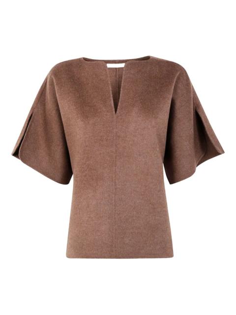 BY MALENE BIRGER Calle Wool Blouse in Dark Brown Melange
