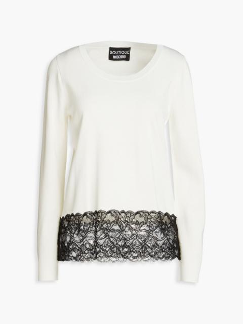 Moschino Chantilly lace-paneled stretch-knit sweater