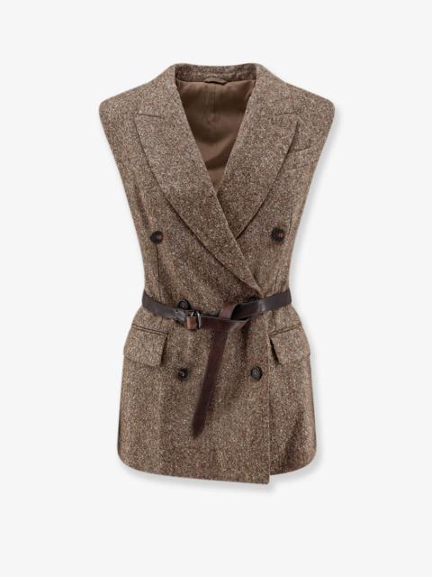 Brunello Cucinelli Brunello Cucinelli Virgin Wool Blend Vest Brown