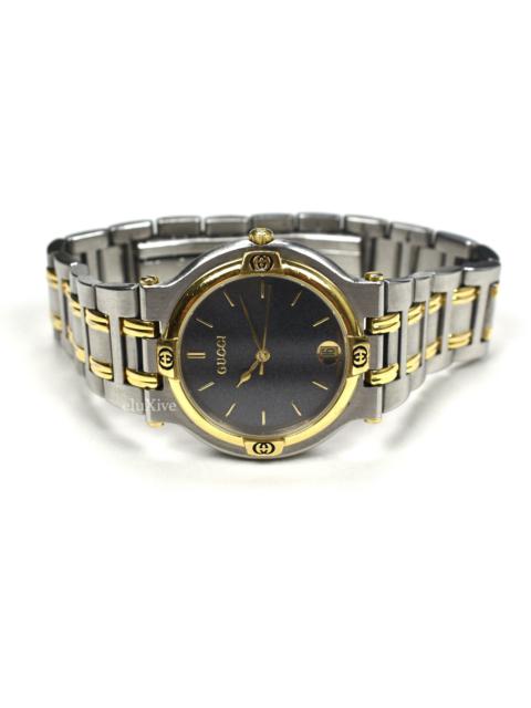 GUCCI Gucci 9000M Gold Steel Graphite Dial Watch Solid Links