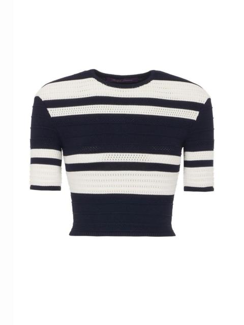 Ralph Lauren Striped Textured Cropped Sweater