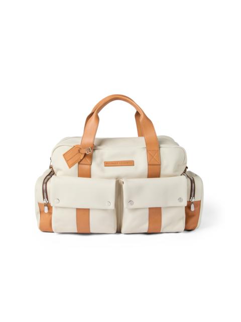 Brunello Cucinelli Brunello Cucinelli Calfskin and cowhide duffle bag in Ivory at Nordstrom