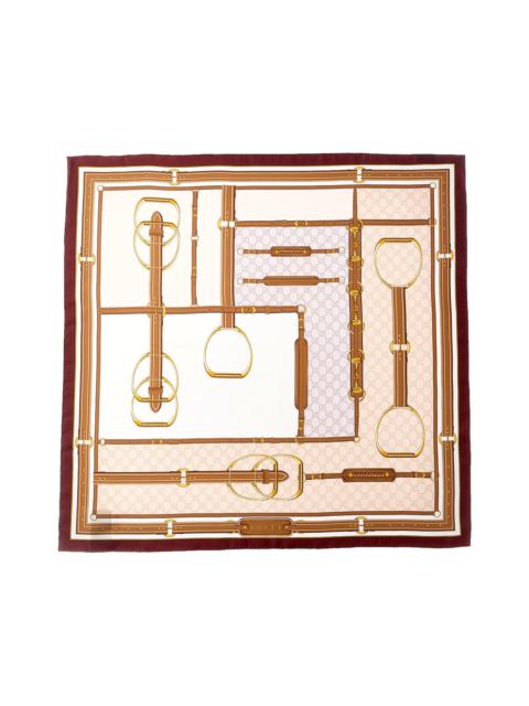 GUCCI Gucci Horsebit & GG Print Silk Scarf