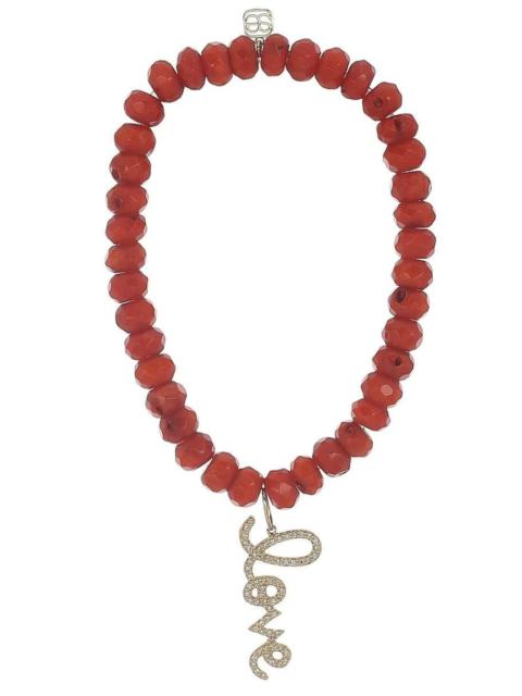 SYDNEY EVAN Love Script Orange Bamboo Bead Bracelet