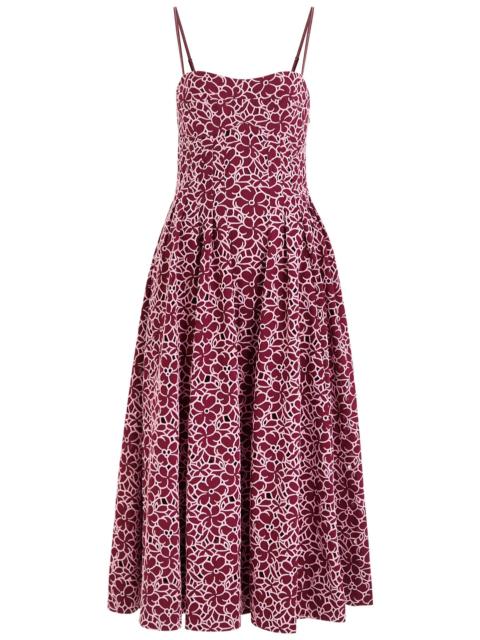 SIMKHAI Simkhai Sangria Floral-embroidered Cotton Midi Dress