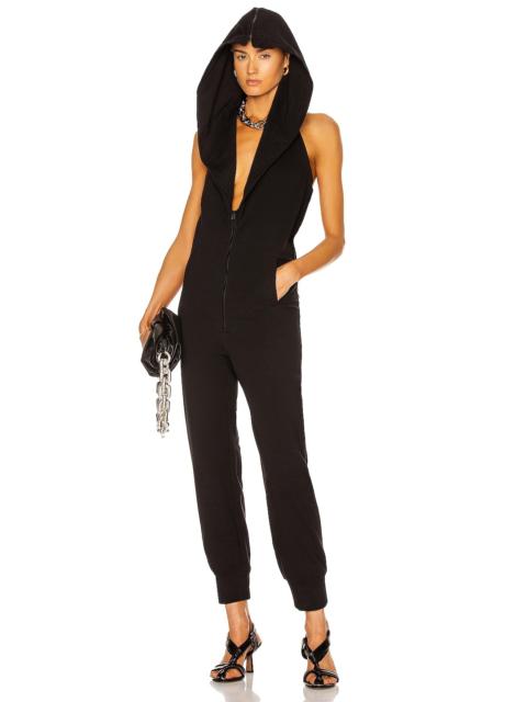 NORMA KAMALI Halter Zip Hood Hoodie Jog Jumpsuit