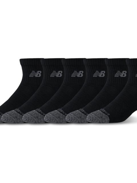 New Balance New Balance New Balance Active Cushion 6PK Quarter Sock Black/Black Size L