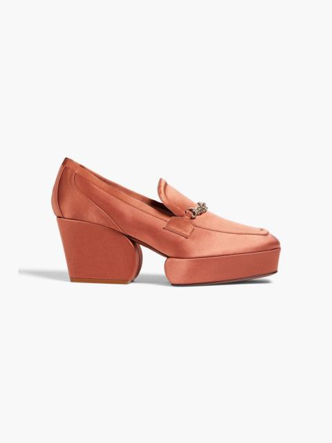 Zimmermann Chain-embellished satin platform loafers