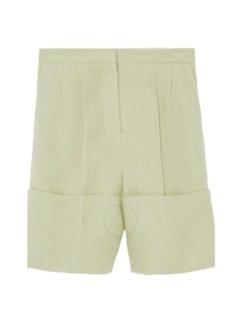 Burberry Ladies Mist Green Therry Cuff Detail Tailored Shorts