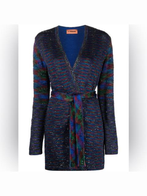 Missoni Missoni longline multicolor knit tie cardigan sweater sequin NWOT