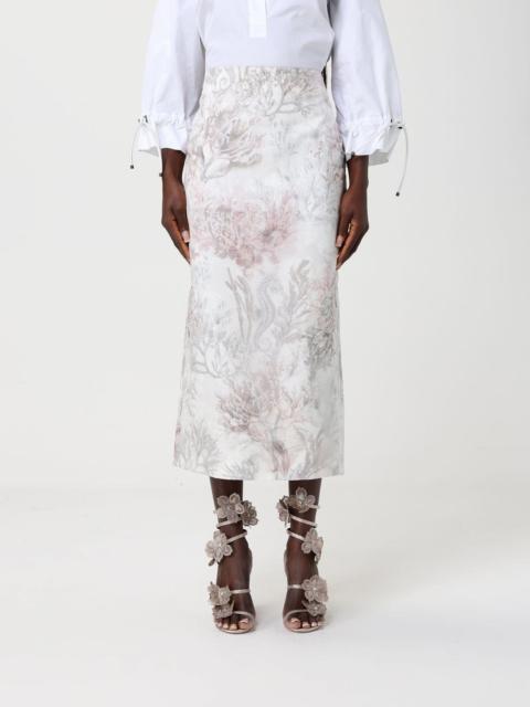 Max Mara Max Mara Women Gabardine And Organza Midi Skirt Max Mara