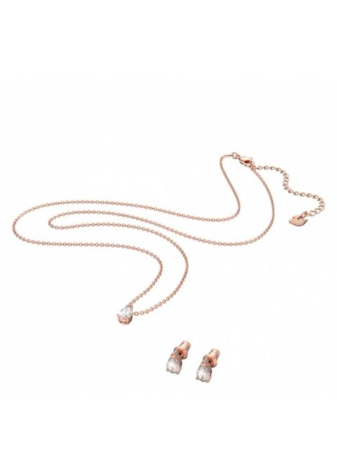 Other Designers Swarovski Rose Gold Rhodium Plated Attract Earring And Necklace Set