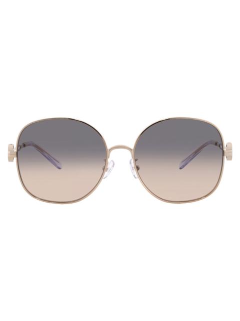 TORY BURCH Tory Burch Light Brown Gray Gradient Round Ladies Sunglasses TY6112 3358G9 56