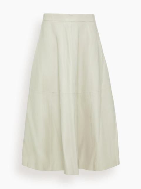 RÓHE A-line Leather Skirt in Chalk
