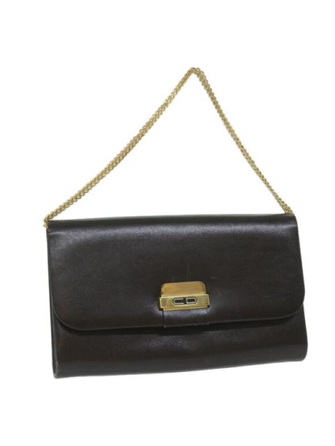 Christian Dior Chain Shoulder Bag Leather Brown