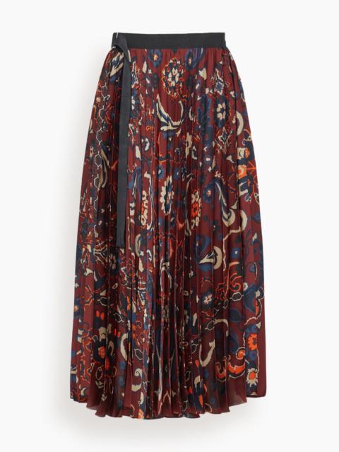 sacai Floral Print Skirt in Bordeaux