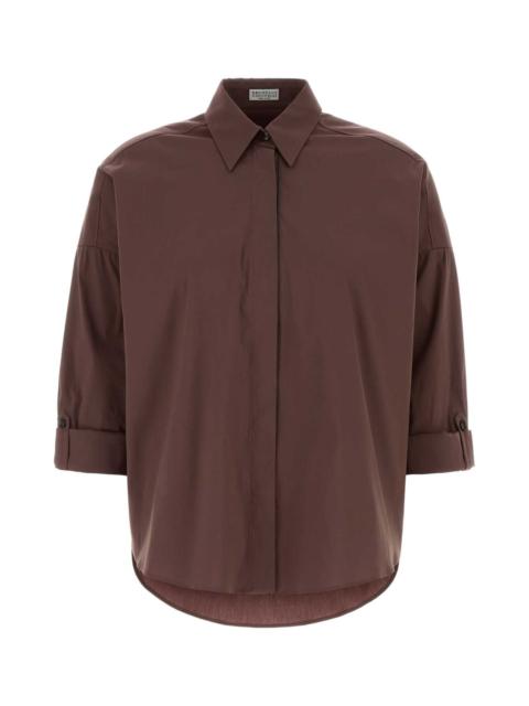 Brunello Cucinelli Brunello Cucinelli Women Chocolate Stretch Poplin Shirt