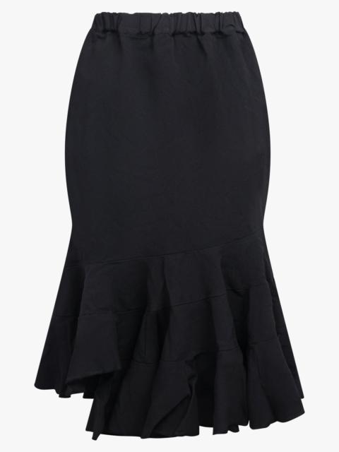 Comme Des Garçons ELASTIC WAIST TIER RUFFLE HEM MIDI SKIRT | BLACK