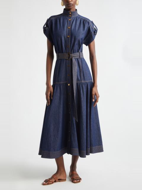 Zimmermann Zimmermann Kindred Spirit Belted Denim Midi Dress in Harbour Blue at Nordstrom