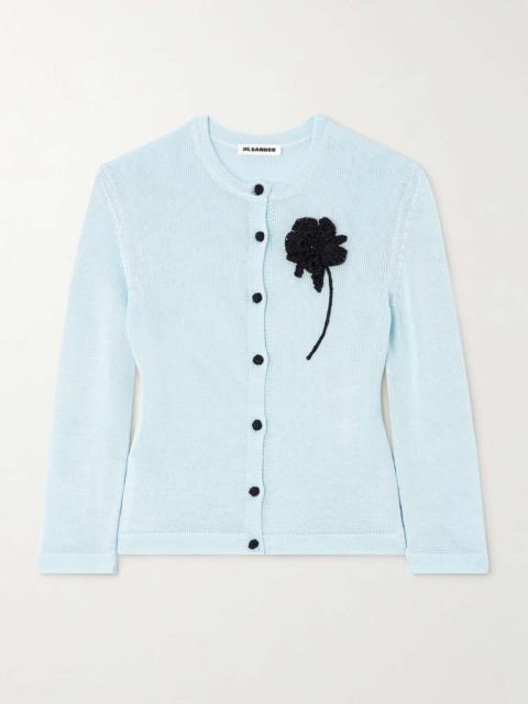 Appliquéd knitted cardigan Light blue