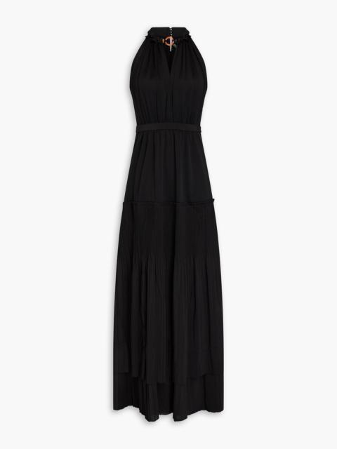 DIANE VON FURSTENBERG Hugo embellished plissé-crepe and stretch-jersey maxi dress