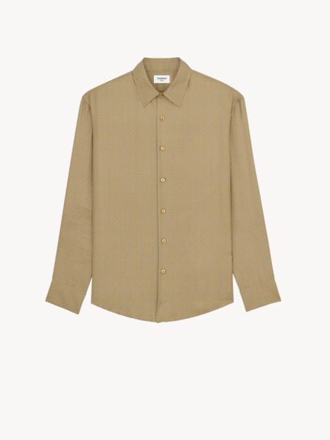 SAINT LAURENT SHIRT IN GEOMETRIC SILK SATIN