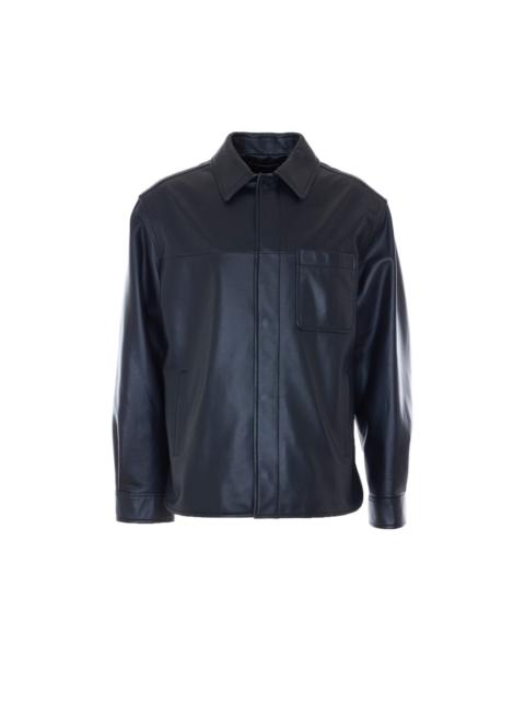 Loewe Loewe Men Leather Shirt With Mini Anagram Logo
