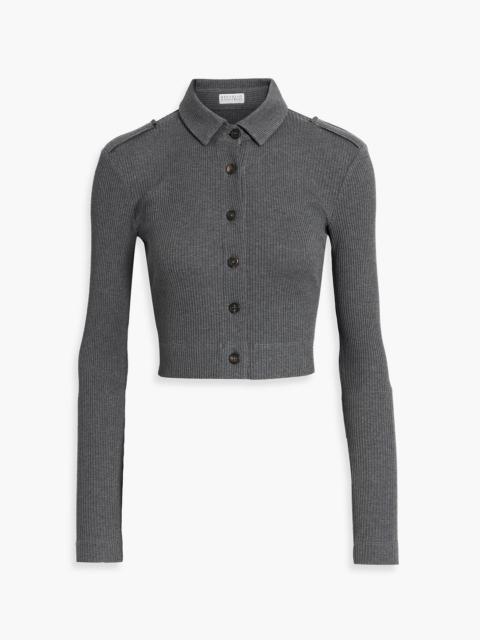 Brunello Cucinelli Cropped bead-embellished ribbed cotton shirt