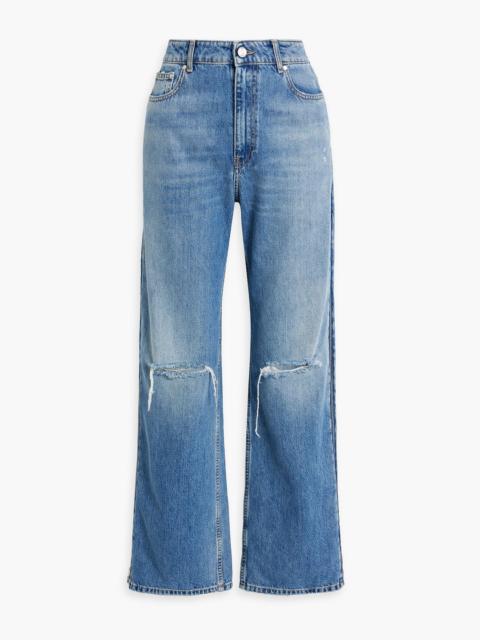 Stella McCartney Distressed high-rise wide-leg jeans