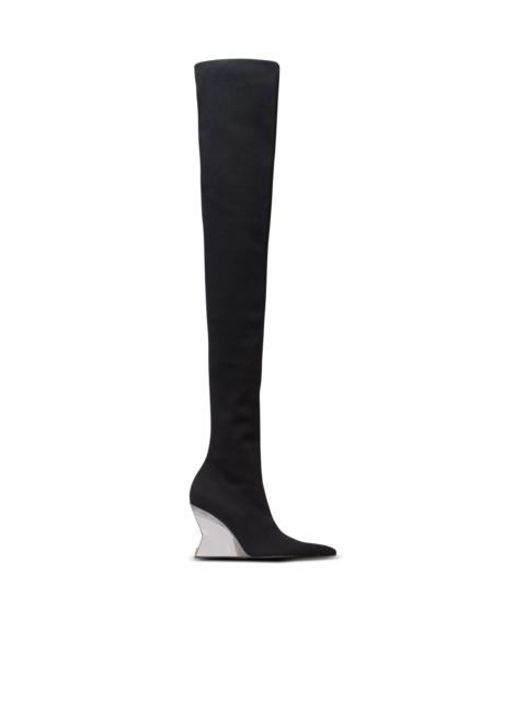 Balmain Wedge knit thigh-high boots