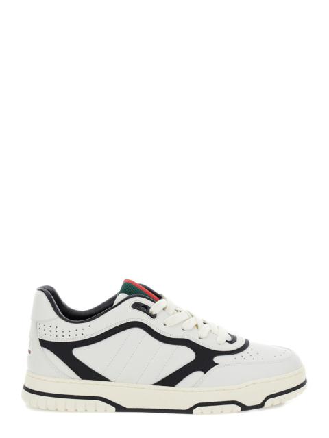 GUCCI Gucci Men 'Gucci Re-Web' White And Black Low Top Sneakers In Leather Man