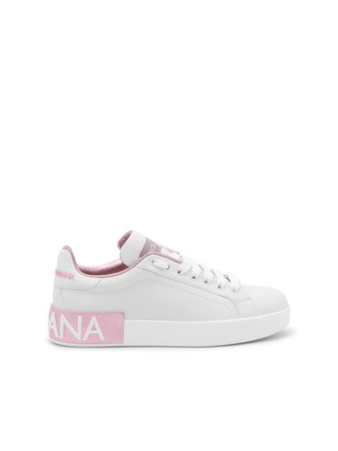 WHITE AND PINK LEATHER PORTOFINO SNEAKERS