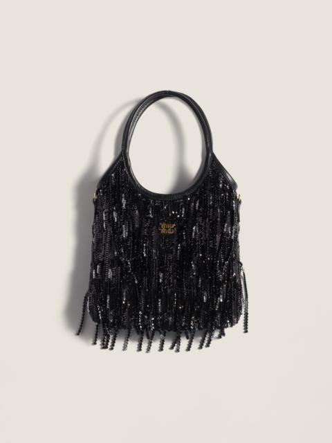Miu Miu IVY satin handbag with crystal and sequin fringe