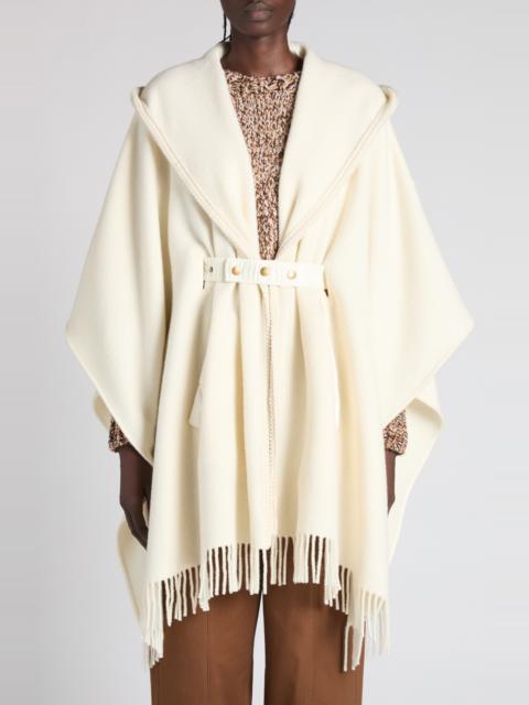 Moncler Moncler Wool Hooded Cape in Silk White at Nordstrom