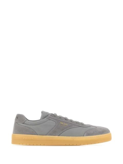 Prada Prada Men Grey Suede E Re-Nylon Sneakers