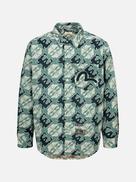 EVISU ALLOVER KAMON AND LOGO JACQUARD REGULAR FIT TAPESTRY JACKET