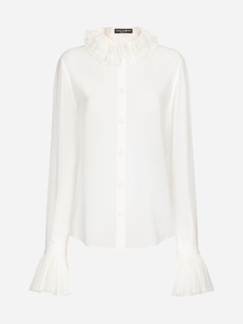 Dolce & Gabbana Georgette shirt with pleated cuffs and collar details