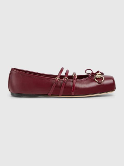 GUCCI Gucci Horsebit Leather Ballet Flats