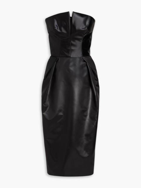 Maison Margiela Strapless pleated duchesse-satin midi dress