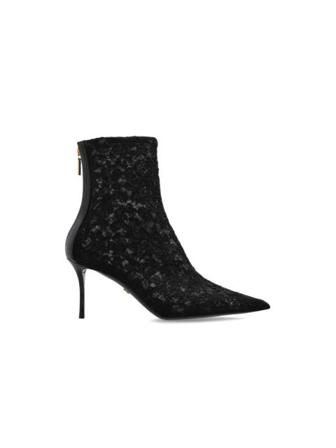 Dolce & Gabbana DOLCE & GABBANA Lace High Heeled Ankle Boots 80mm Black New