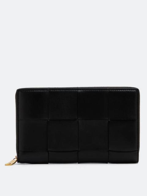 Bottega Veneta Bottega Veneta Black Intreccio Cassette Zip Around Wallet