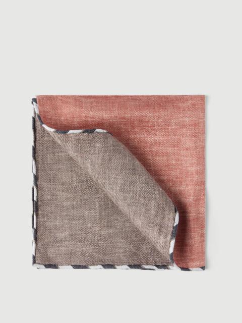 Brunello Cucinelli Silk pocket square with striped border