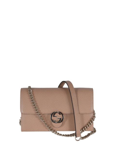 GUCCI Interlocking shoulder bag GG small beige leather
