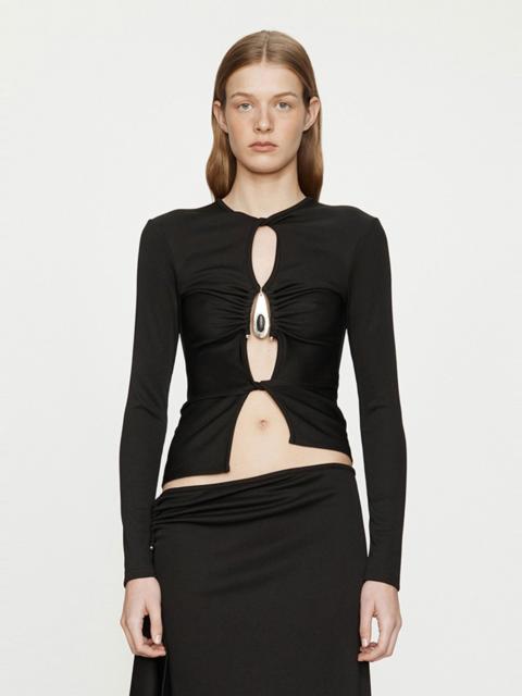 CHRISTOPHER ESBER Crystal Pendant Open Twist Long Sleeve Top