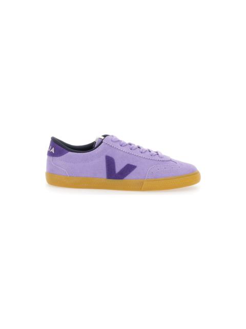 'volley' Violet Sneaker With Side Logo And Lettering Logo On The Heel In Organic Cotton Unisex