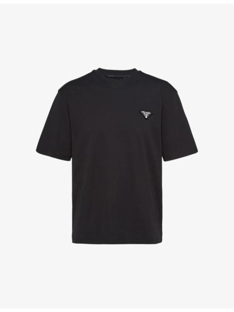 Prada Logo-patch crewneck cotton T-shirt